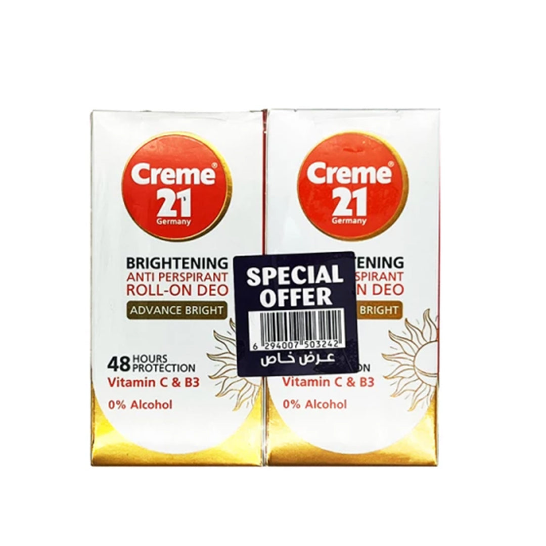 Crème 21 Instant Bright Elixir Deodorant Roll On - 50ml - Pack of 2